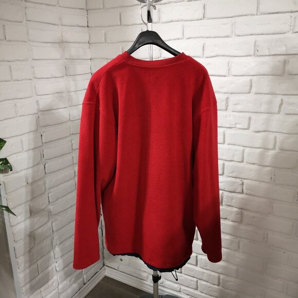 Wind River Men's Size XL Red & Navy V-neck Loose Fit Fleece Sweat Top - Picture 2 of 10